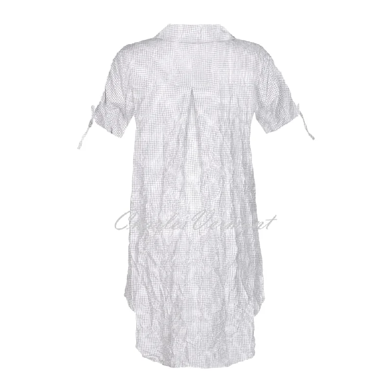 EverSassy Short Sleeve Buttoned Tunic/Dress – Style 62106 (White)