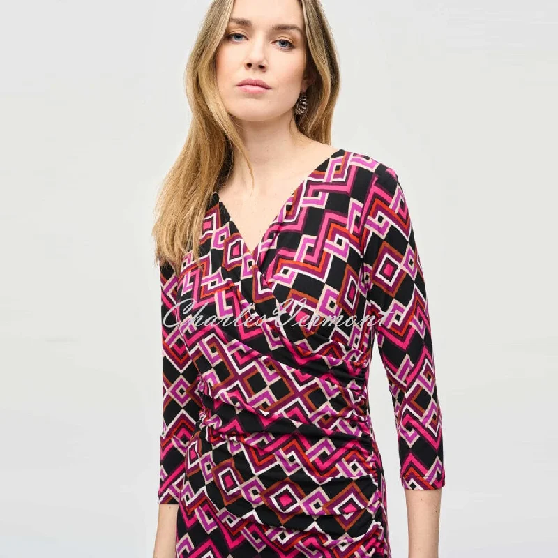 Joseph Ribkoff Geometric Print Wrap Dress - Style 243323