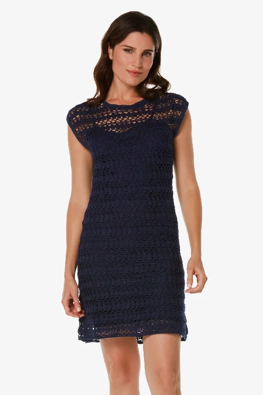 Kendall Crochet Dress  |  Navy