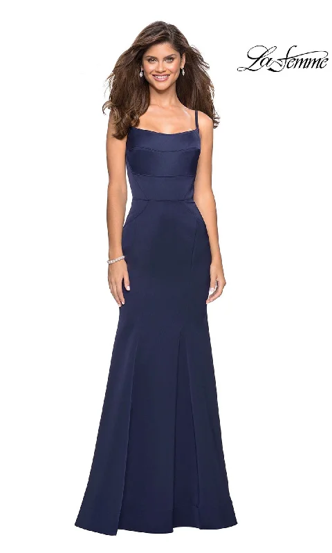 La Femme Square-Neck Simple Long Prom Dress 27524