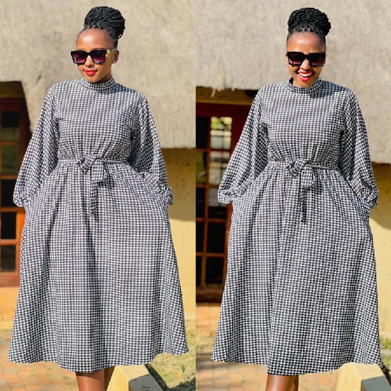 Long Sleeve Plaid Maxi Dress