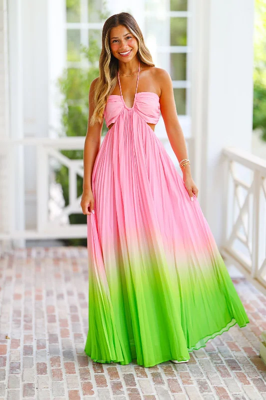 Mirror, Mirror Maxi Dress - Pink and Green