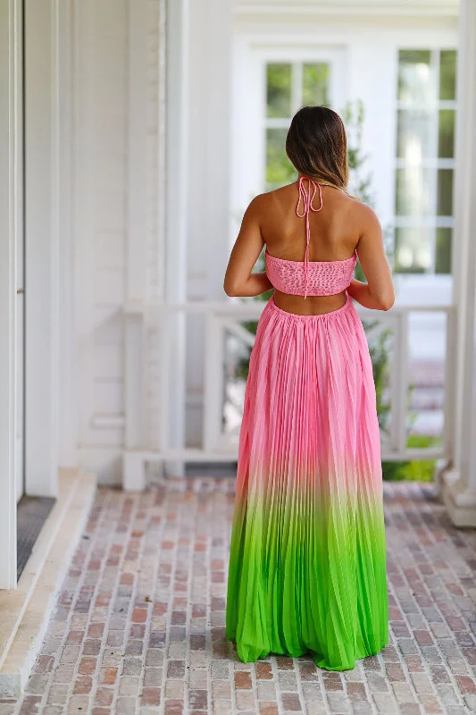 Mirror, Mirror Maxi Dress - Pink and Green