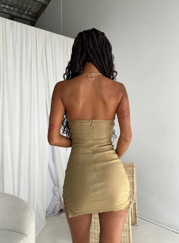 Motel Sanvi Mini Dress Tan