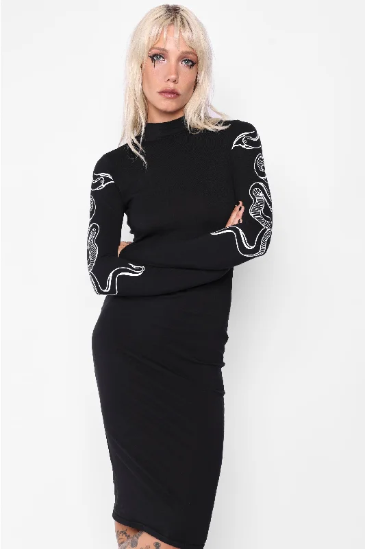 Paradigm High Neck Midi Dress