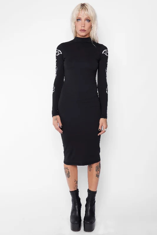 Paradigm High Neck Midi Dress