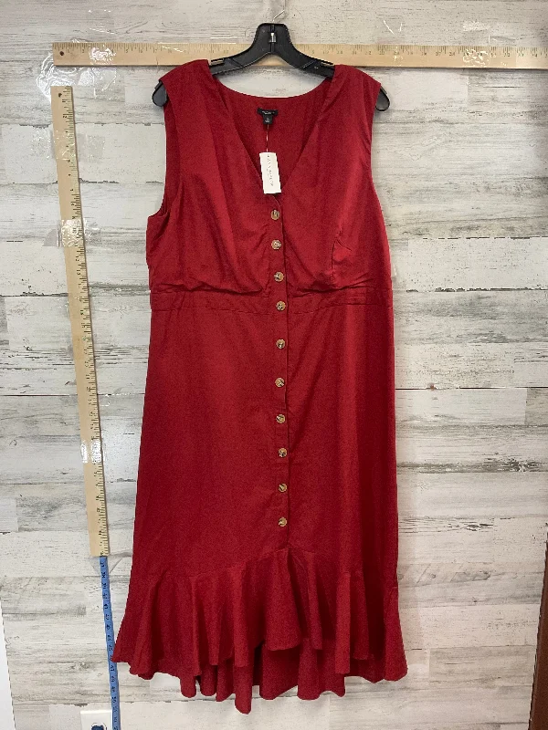 Red Dress Casual Midi Ann Taylor, Size XL