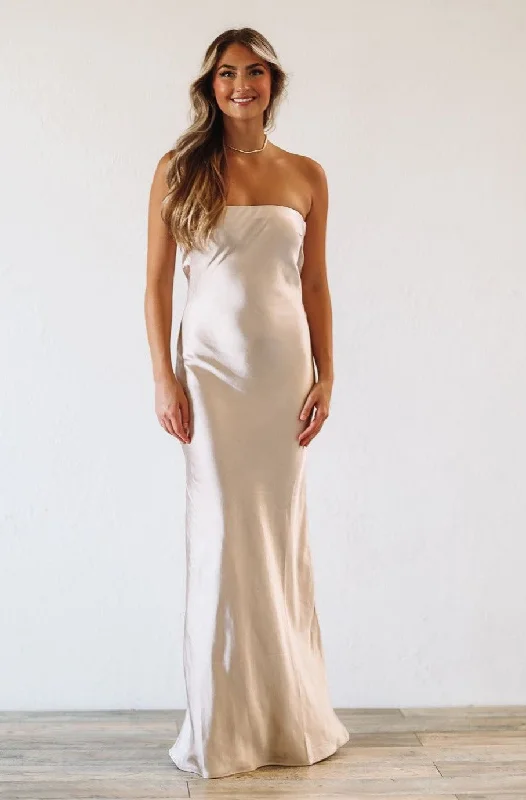 Satin Dreams Maxi Dress - Champagne