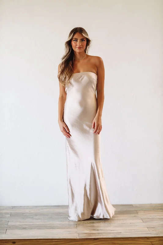 Satin Dreams Maxi Dress - Champagne