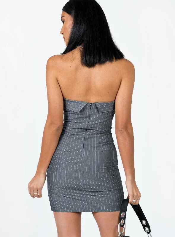 Sebastian Strapless Mini Dress Grey