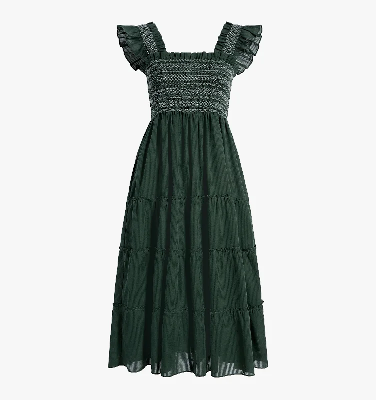 The Ellie Nap Dress - Green Shadow Stripe