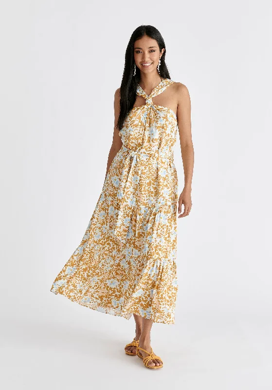 Tiered Halterneck Maxi Dress