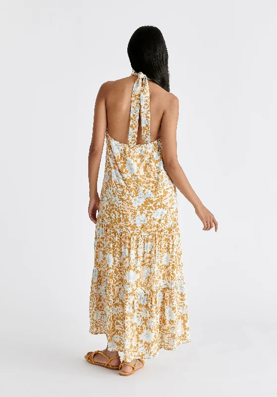 Tiered Halterneck Maxi Dress