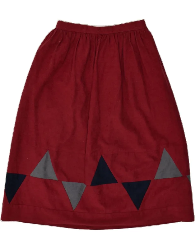 VINTAGE Womens A-Line Skirt W26 Small Red Argyle/Diamond Polyester