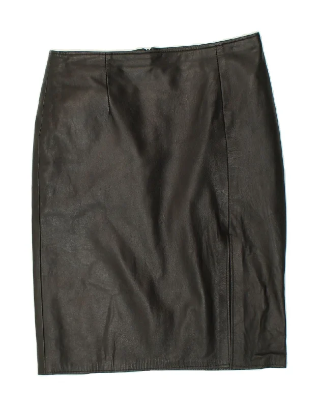 VINTAGE Womens Leather Skirt W30 Medium Black Leather