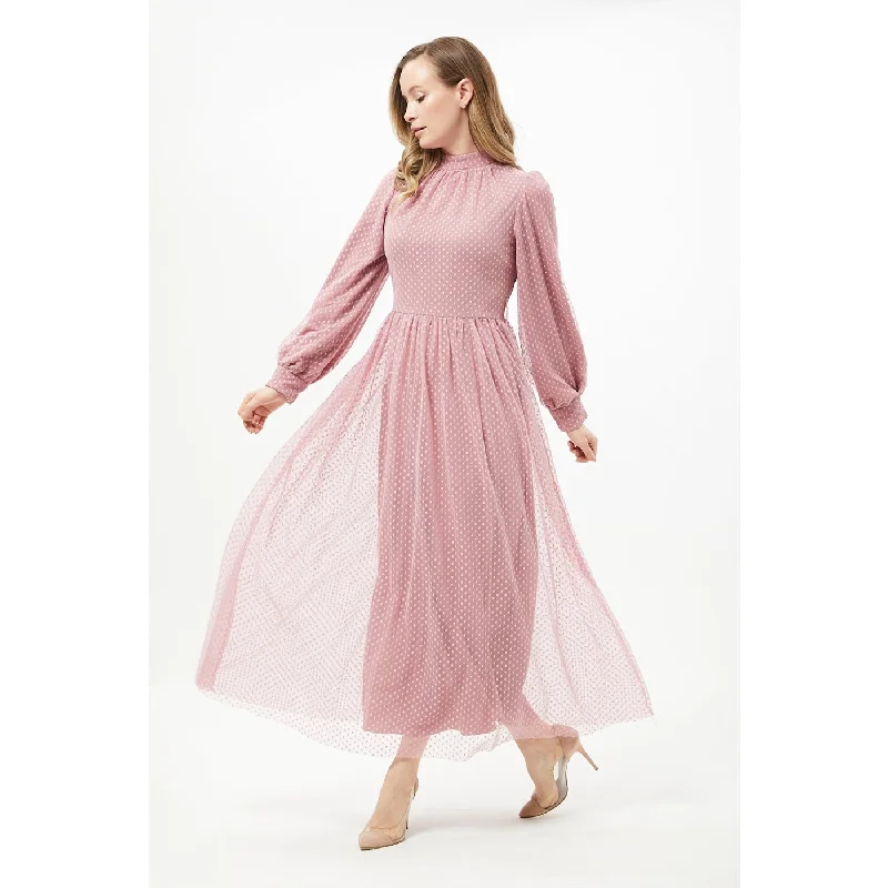 Pink Textured Chiffon Dress