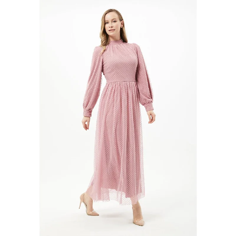 Pink Textured Chiffon Dress