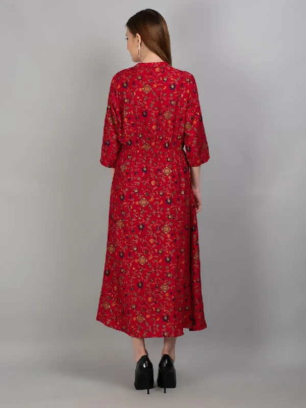 Women Red Floral Printed Dress