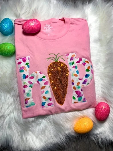 Easter Hop Bunny Embroidered Tee