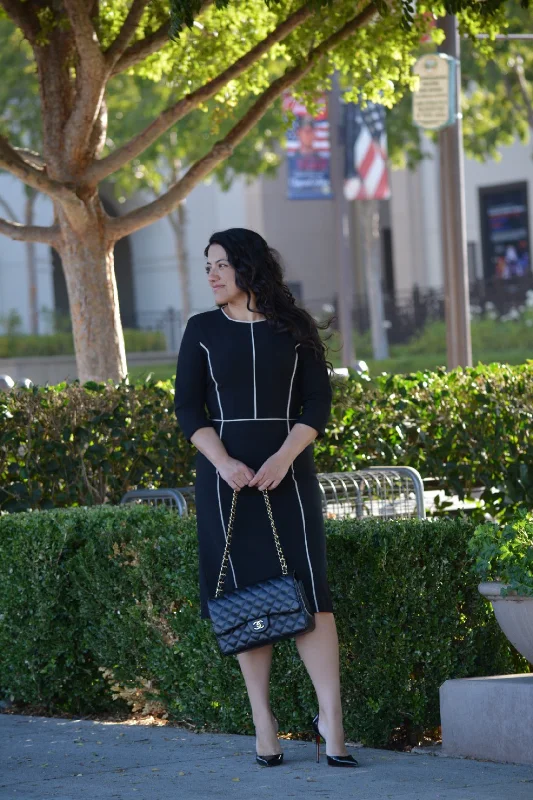 Athens Black (Creme Piping) Dress