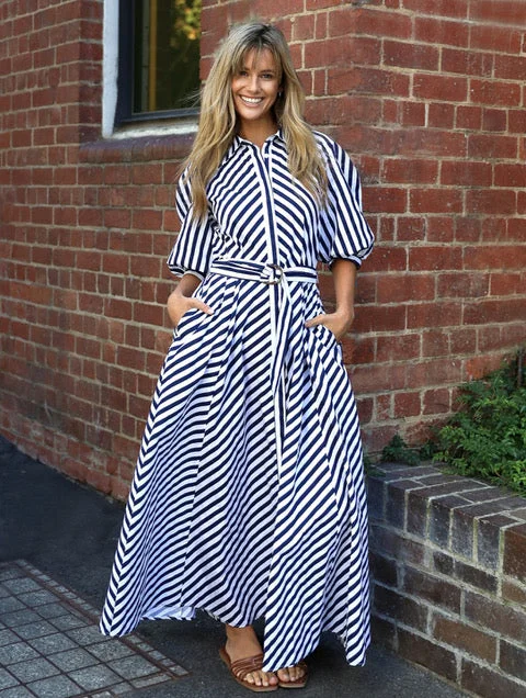 BIANCA DRESS - Blue Stripe