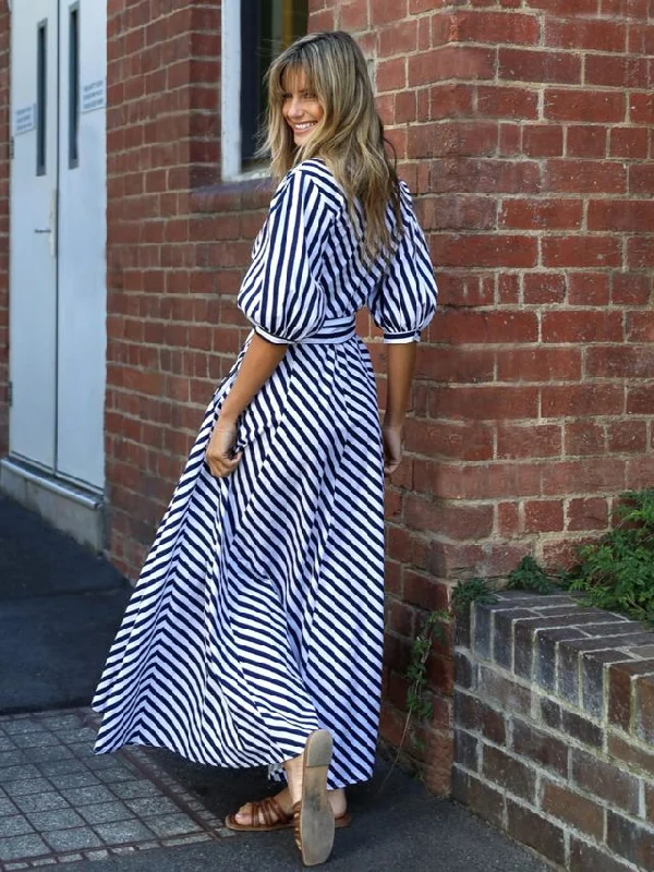 BIANCA DRESS - Blue Stripe