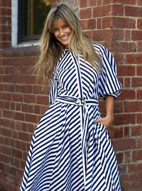 BIANCA DRESS - Blue Stripe