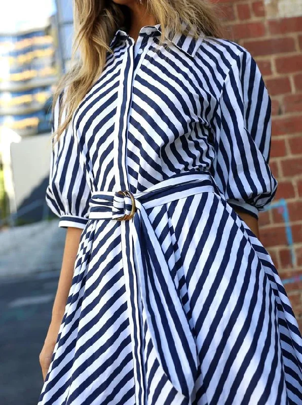 BIANCA DRESS - Blue Stripe