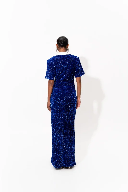 DAYA Sequin Maxi Dress in SAPPHIRE