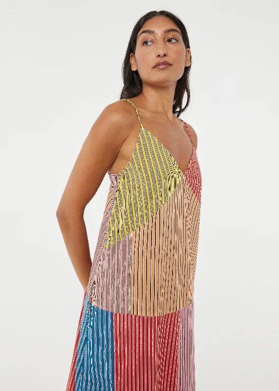 Nadia Dress | Multi Stripe Patchwork