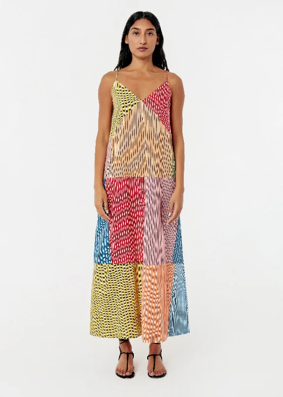 Nadia Dress | Multi Stripe Patchwork