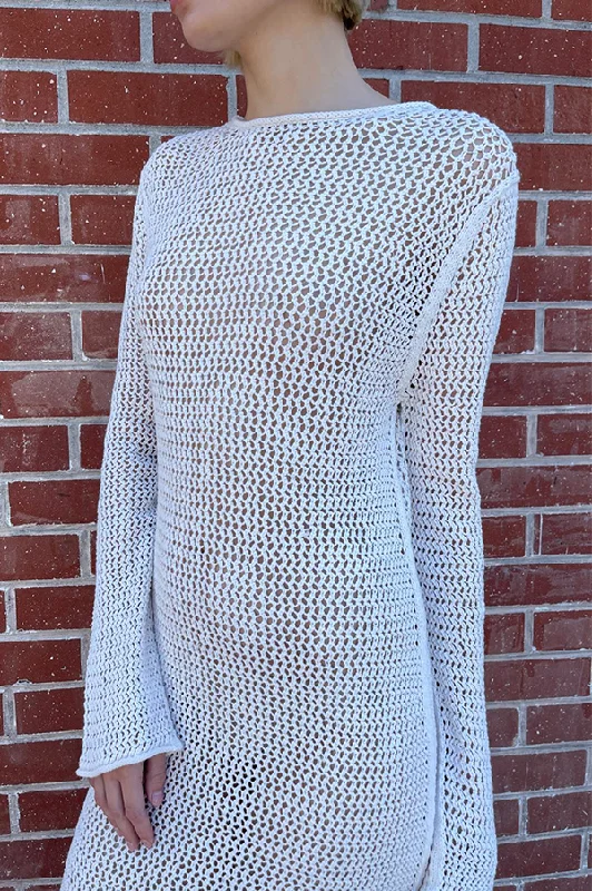 Net Dress in Bone