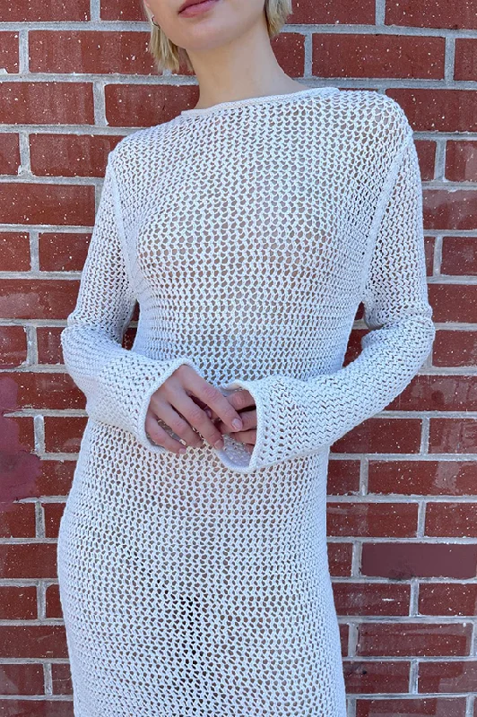 Net Dress in Bone