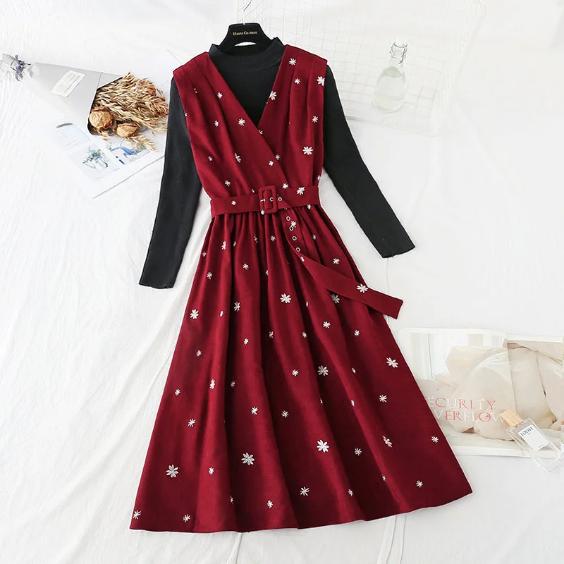 New dress autumn winter christmas fashion suit two-piece skirt  4567