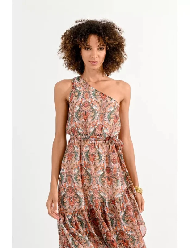 One shoulder printed dress