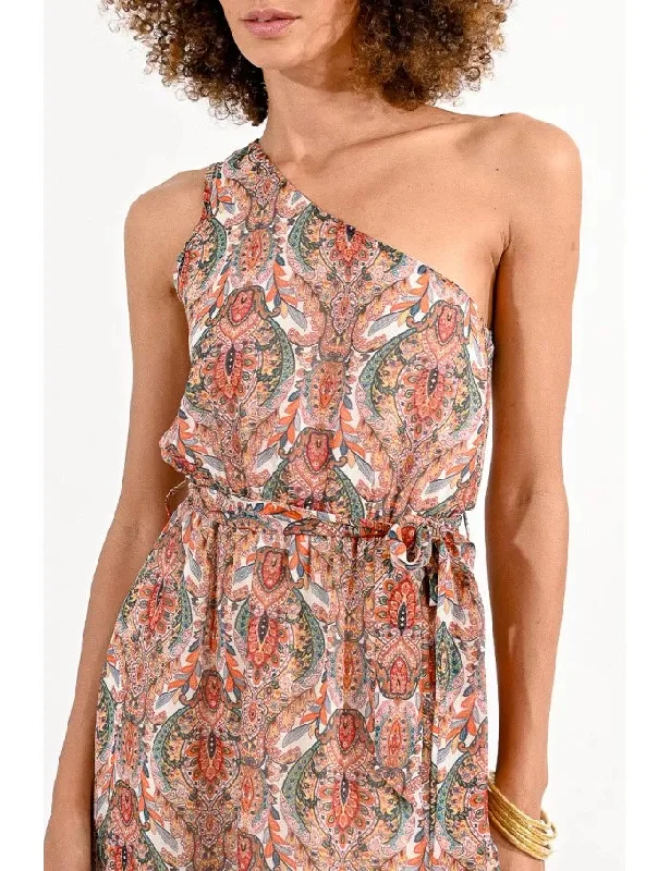 One shoulder printed dress