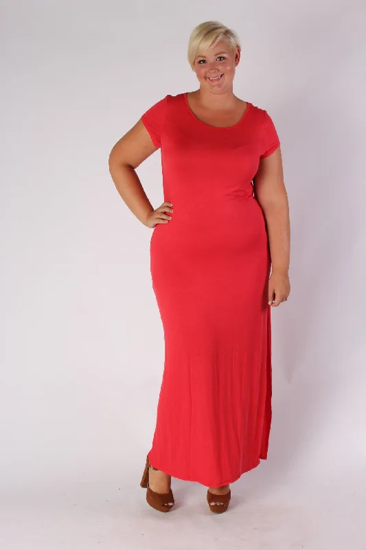 Side Slit Maxi Dress - Red