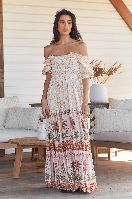 Sarinya Shirred Maxi Dress - Earth