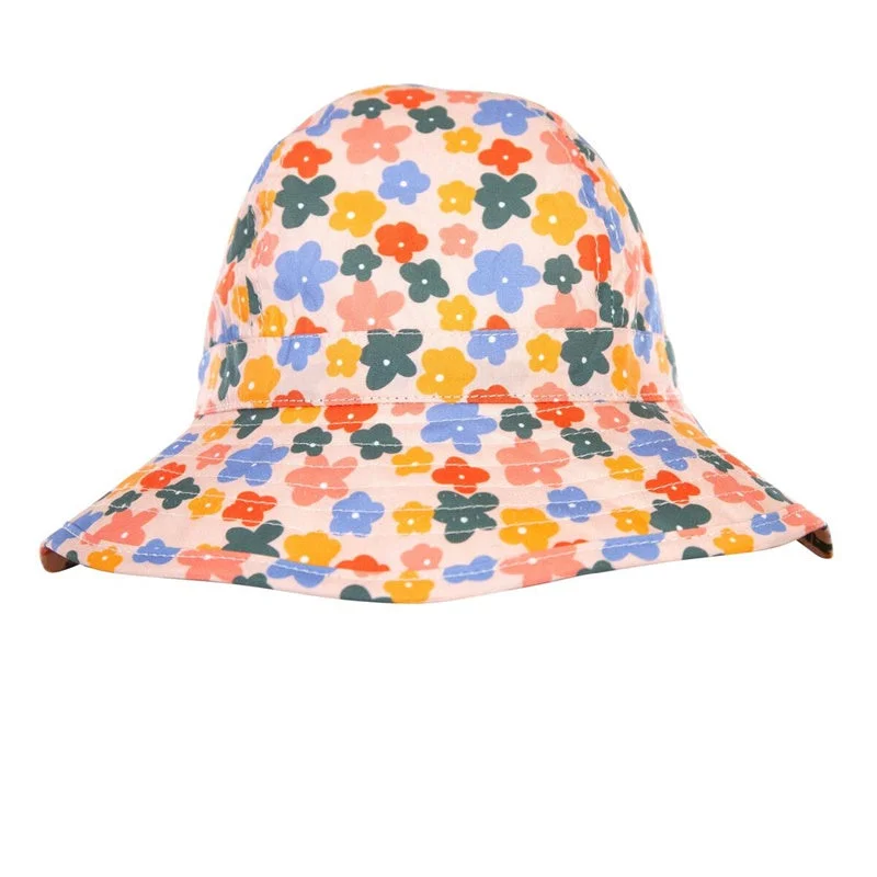 Acorn - Flower Fields Wide Brim Infant Hat - Peach & Gold