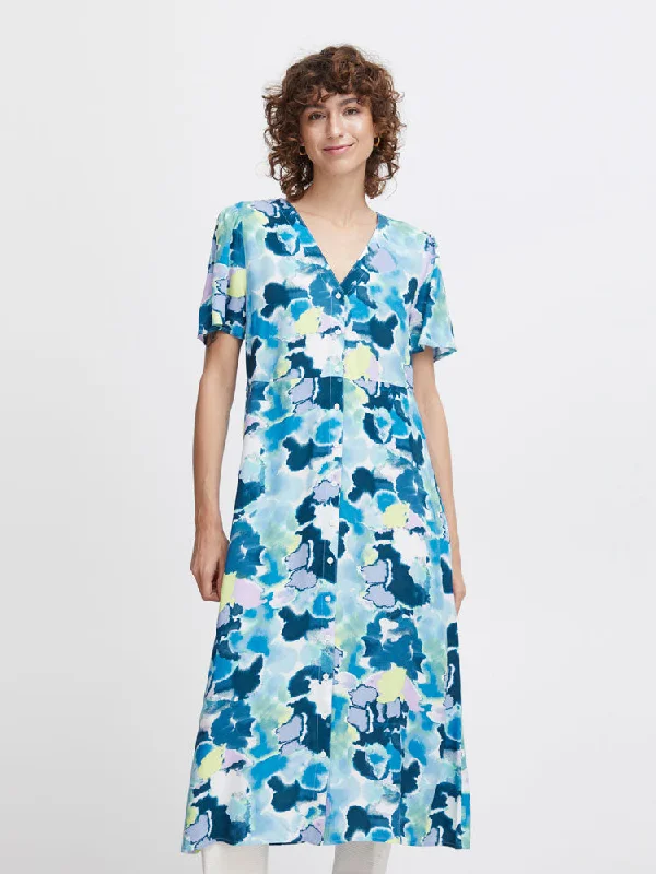 B Young ByMMJoella Button Dress Angel Blue Water