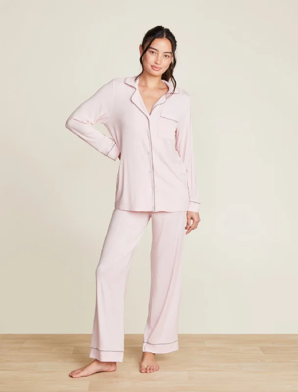 Barefoot Dreams Luxe Milk Jersey Piped Pajama in Pink