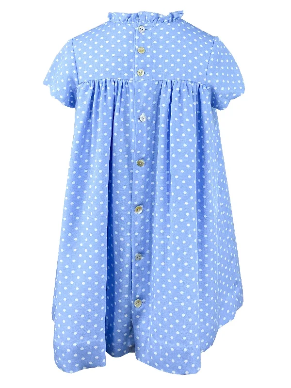 Blue Polka Dot Ivy Dress - Butterfly embroideries