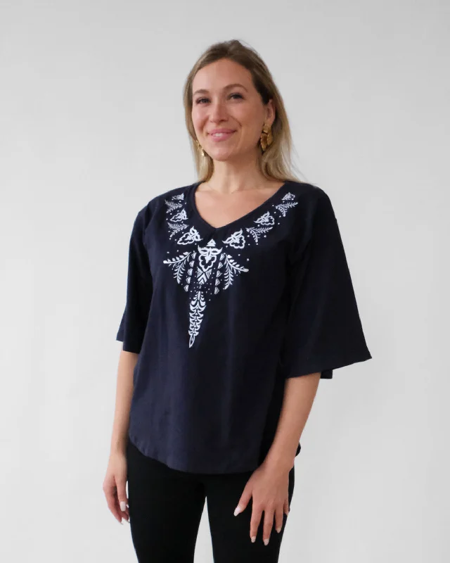 FREJA top in Navy/White