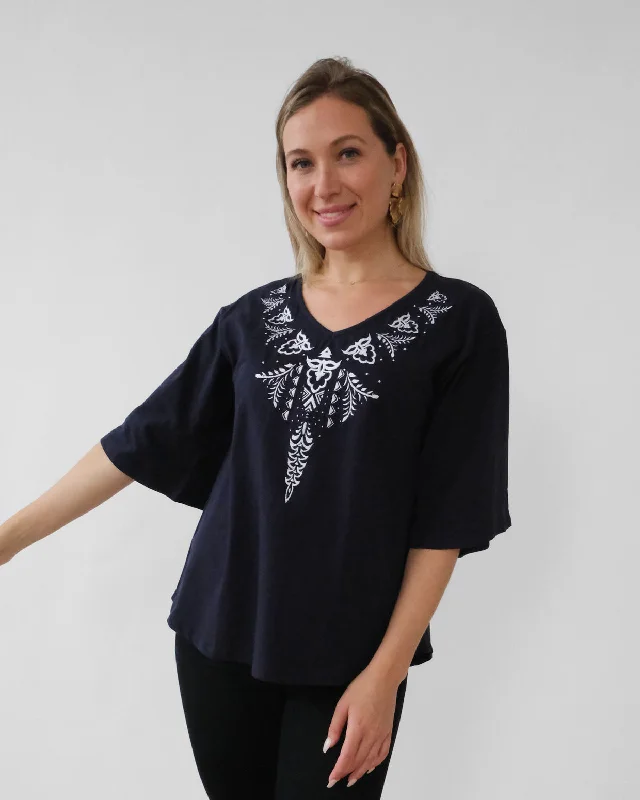 FREJA top in Navy/White