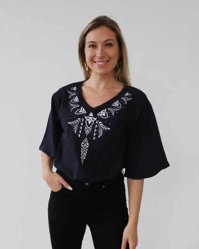 FREJA top in Navy/White