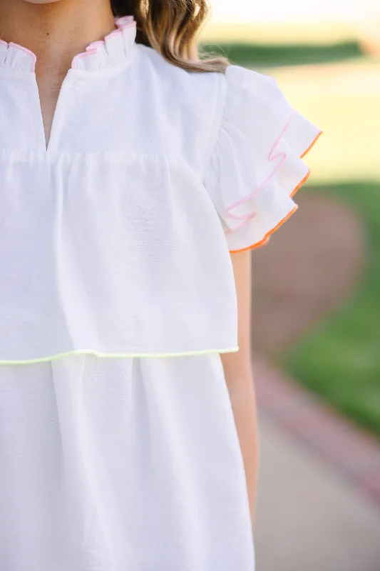 Girls: Colorblock Trim Ruffle Dress