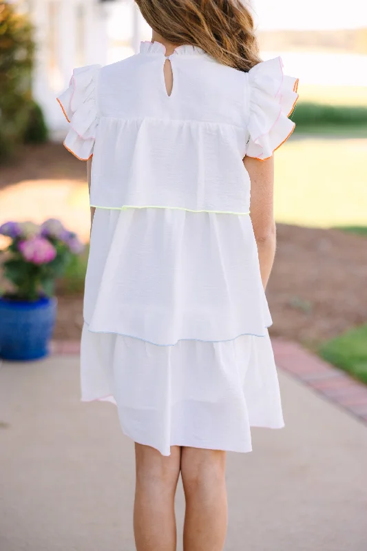 Girls: Colorblock Trim Ruffle Dress