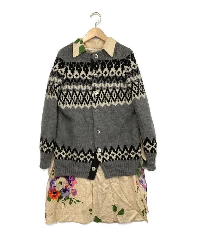 [Pre-owned] JUNYA WATANABE COMME des GARCONS Wool Jacquard Cardigan Docking Floral Dress