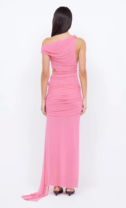 Hire Bec + Bridge Kailani Asym Dress in Grapefruit Pink