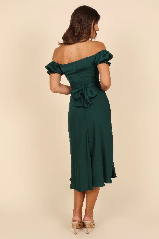 Mickenna Sweetheart Frill Midi Dress - Emerald